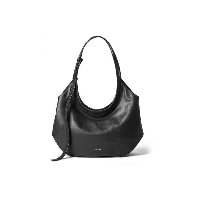 Omentar Cow Leather Wooden Horse Bag Crossbody Handbag Shoulder Bag Small Size Women's Black/Brown-5