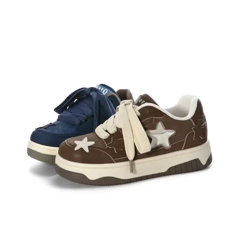 Anime Story Anti Slip Wear Resistant Lightweight Breathable Low Top Skateboard Shoes Women's Cream Blue Box Included-43