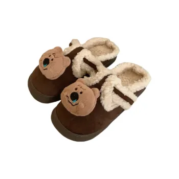Thin Strips Cotton Slippers Women's, Dark Coffee