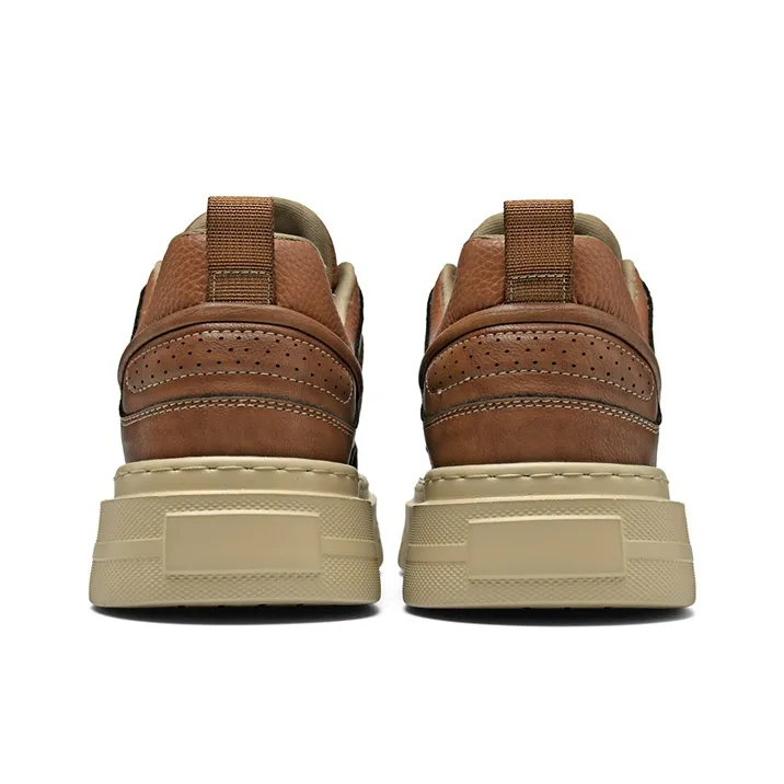 AOKANG Air Force One Series Skateboard Shoes Men Low Top Yellow Brown, Red Brown-9