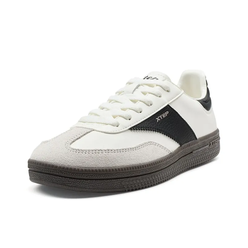 XTEP T Trainers Anti Slip Wear Resistant Low Top Skateboard Shoes Women's White Black Gray-2