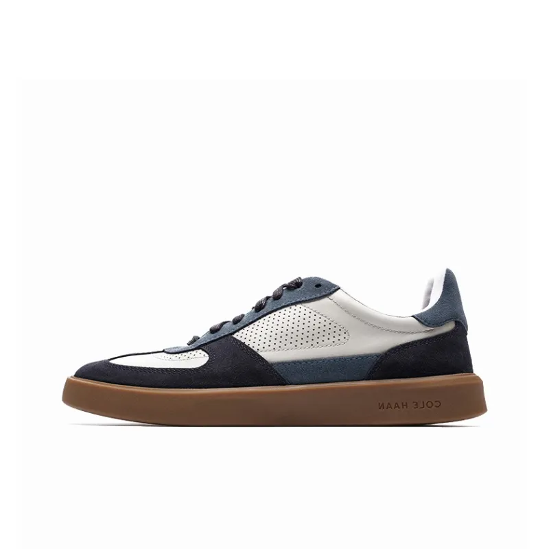 COLE HAAN Durable Lightweight And Breathable Low Top Skateboard Shoes Men's Milky White/blue-0