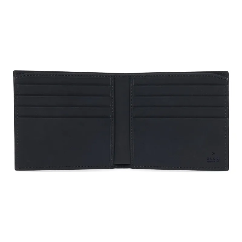GUCCI Rubber Leather Wallet Men's Black-4