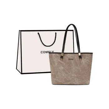 COMELY Synthetic Leather Tote Bag Shopping Bag Shoulder Bags Regular Women's Ink Black