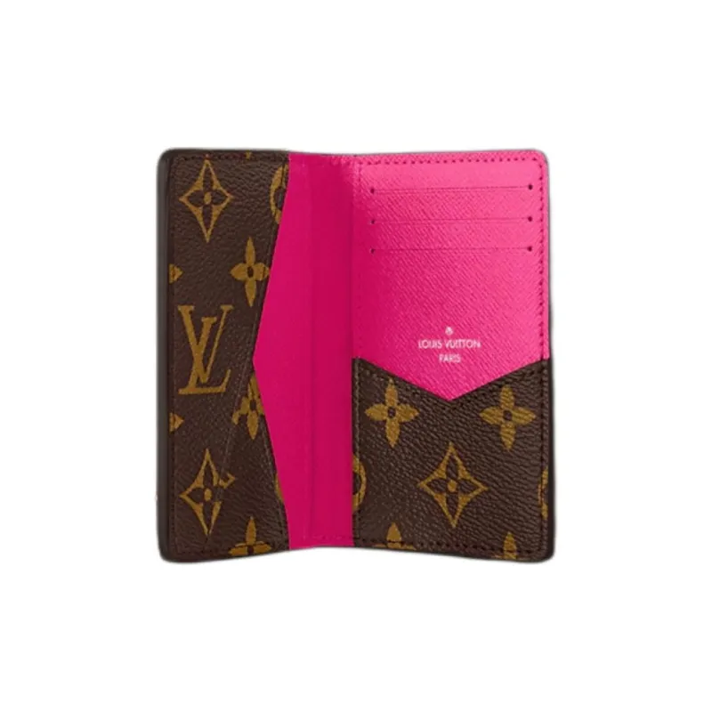 LOUIS VUITTON Coated Canvas Card Holder Men's Pink & Brown-3