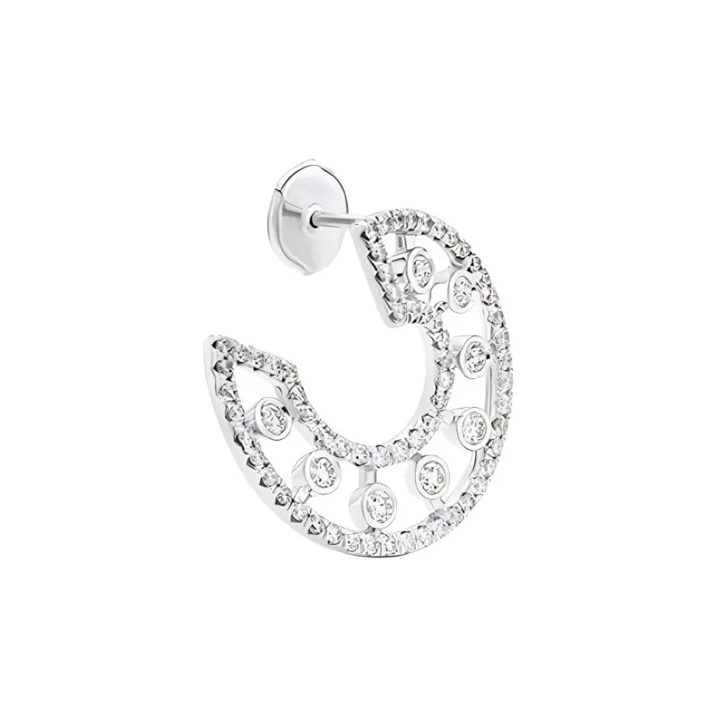 De Beers 18kt White Gold Dewdrop Hoop Diamond Earrings-2