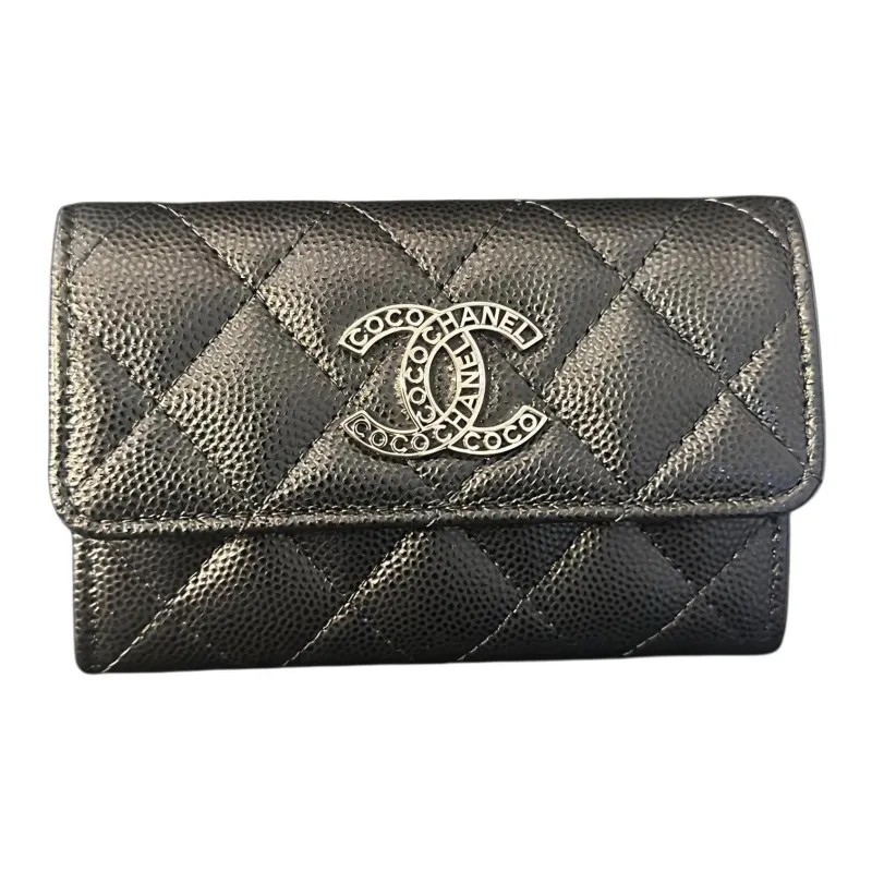 CHANEL Leather Coin Purse, Card Holder Women's Black-0