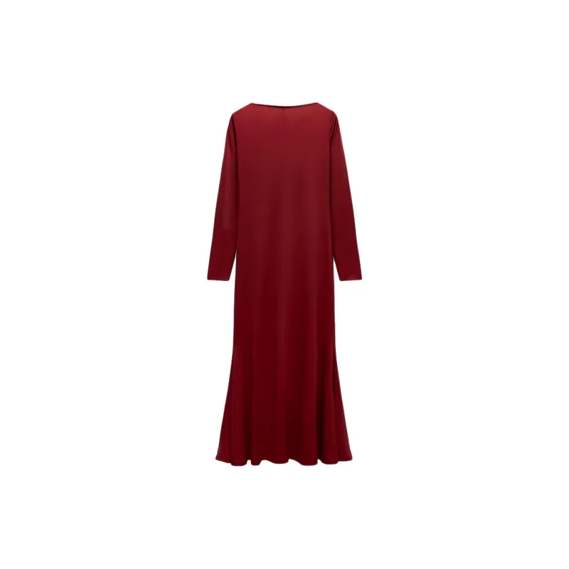 ZARA Long-Sleeved Dresses Women's Deep Red-1