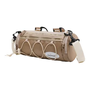 VAOPER Nylon Cylinder Bag Front Bag Crossbody Bag Men's Black/Khaki