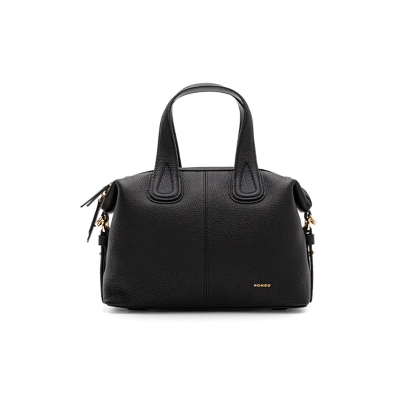 HONGU Cow Leather Boston Bag, One Shoulder Handbag Trumpets Women's Multicolor-5