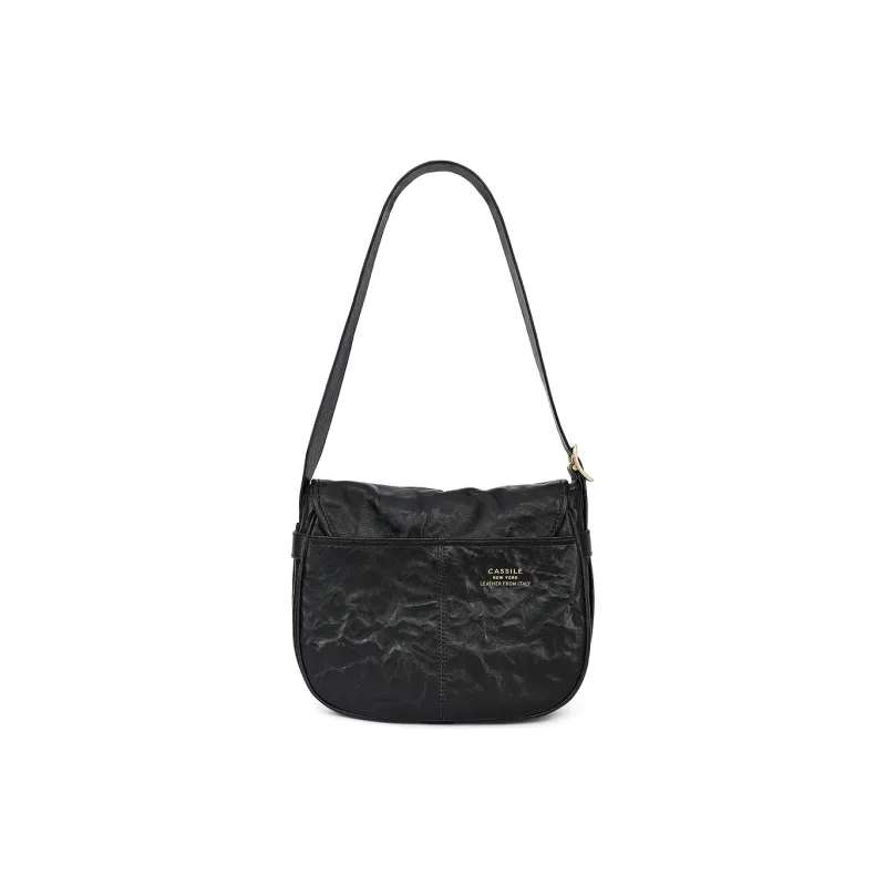 CASSILE Cow Leather Crossbody Bag, Shoulder Bag Women's Truffle Black-3