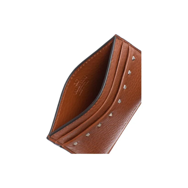 Valentino GARAVANI Calfskin Card Holder Men's Brown-3