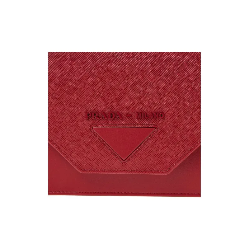 PRADA Calfskin Shoulder Bag Crossbody Bag Women's Red-4