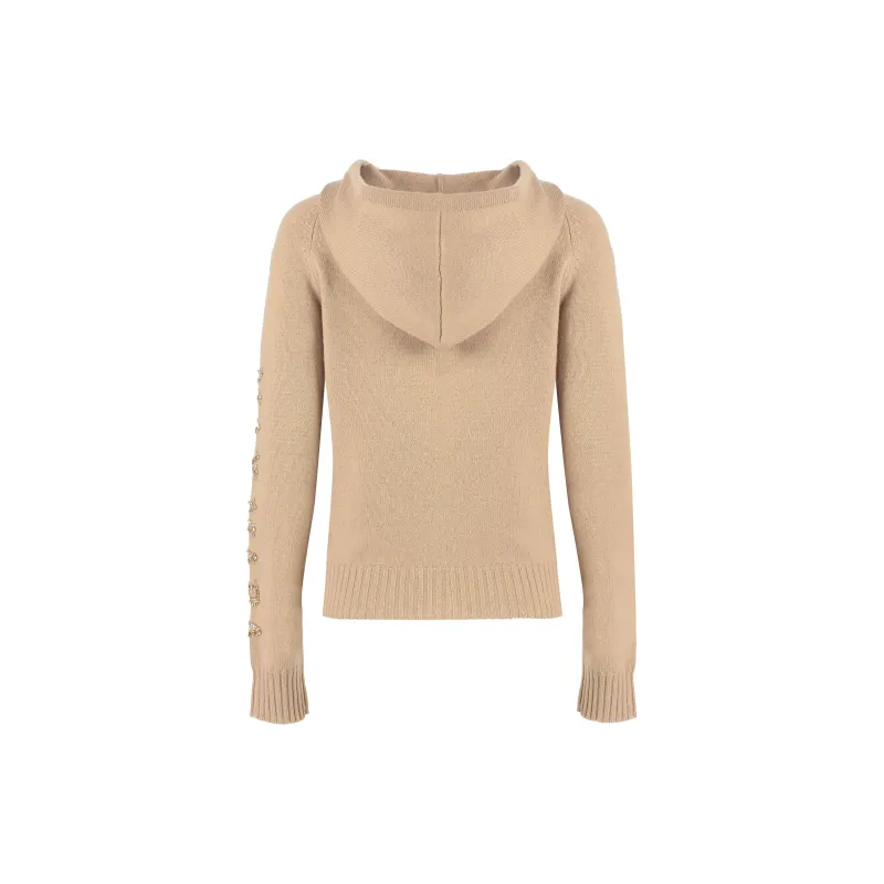 MaxMara Drawstring Long Sleeved Knitted Hoodie-1