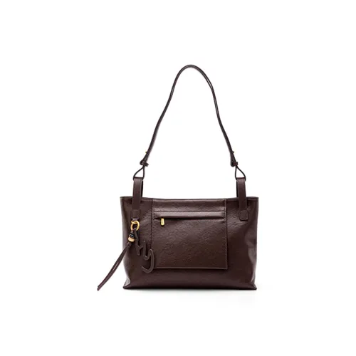 HONGU Cow Leather Tote Bag, Shopping Bag, Shoulder Bag Medium Size Women's Cocoa Brown/Pitch Black