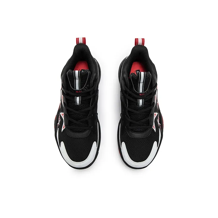 XTEP Anti Slip Wear Resistant High Top Children's Basketball Shoes Black White Kids'-2