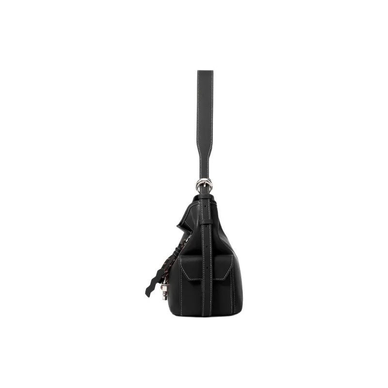 ROBERTA DI CAMERINO Cow Leather Crossbody Bag, Shoulder Bag Regular Women's Classic Black/Vintage Brown-3