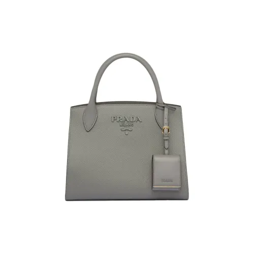 PRADA Calfskin Shoulder Bag Crossbody Bag Handbag Women's Gray