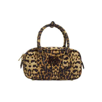 TOMATO&POTATO Suede Leather One Shoulder Handbags Women's Leopard Print