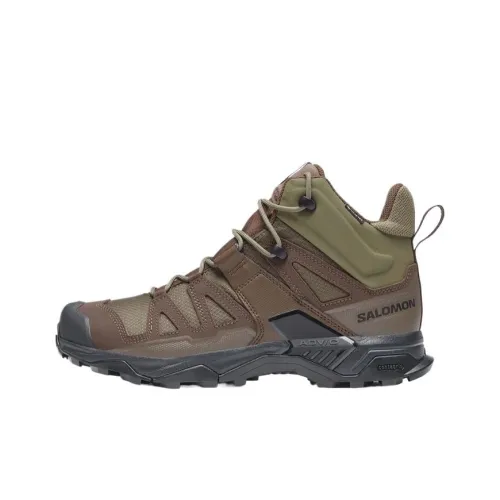 SALOMON Anti-Slip Wear-Resistant Water-Resistant Lightweight Mid-Top Trekking Shoes Unisex Brown