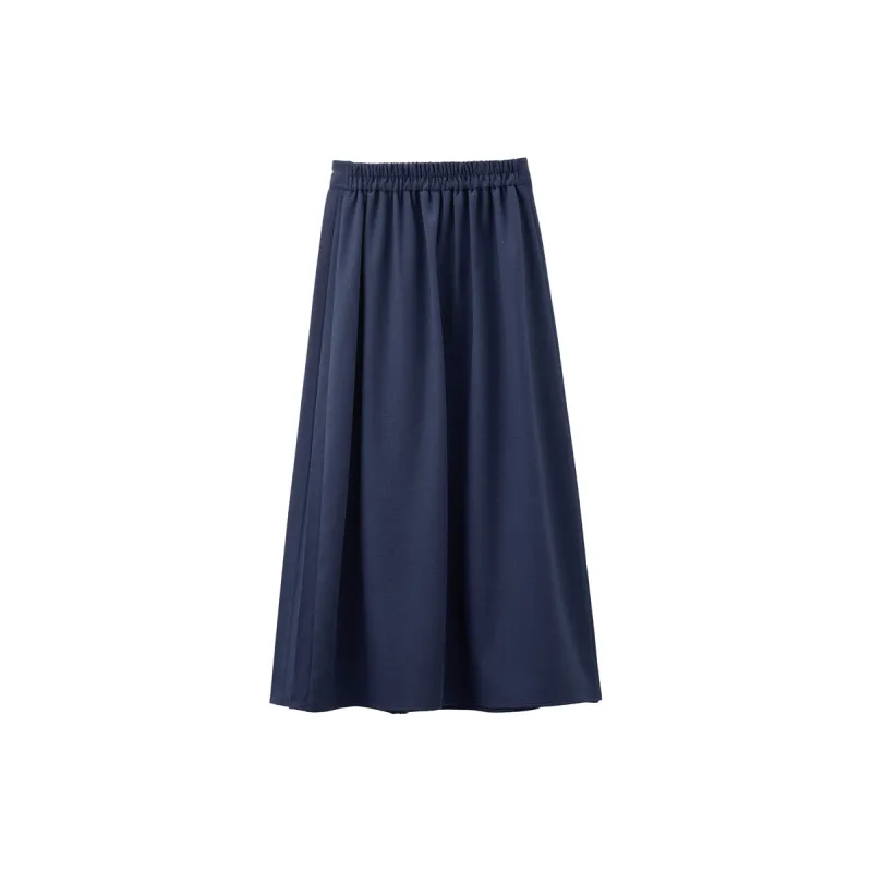 UNIQLO Casual Long Skirt Women's Floral Blue-1