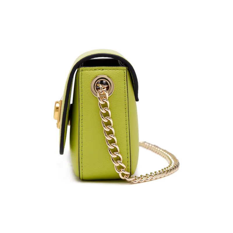Montagut Cow Leather Small Square Bag Shoulder Bag, Crossbody Bag Regular Women's Black/White/Mustard Green-12