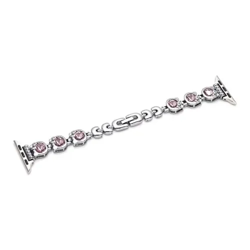 FZRT Rhinestone Embellished KT Cat Design Apple Compatibility Watch Band Golden Shimmer Luxury Metal Chain Strap Metal