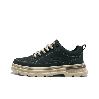 TONYBEAR Work Boots Men Mid Top Black/Yellow/Khaki
