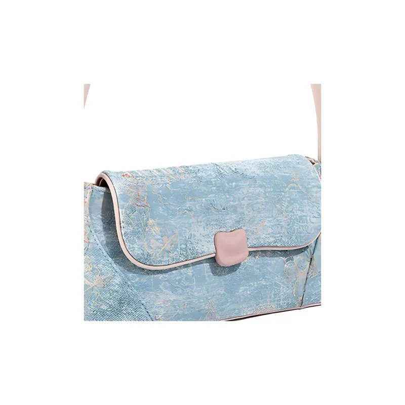 CAEISL&KCIEL PU Shoulder Bag, Handbag Regular Women's Blue And White Embroidery Powder-4