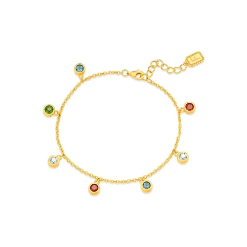 FOOKISLRND Traditional Style Gold Bohemian Color Gem Hand Accessory Solid Gold Priced In Gram Gold Bracelet Women's