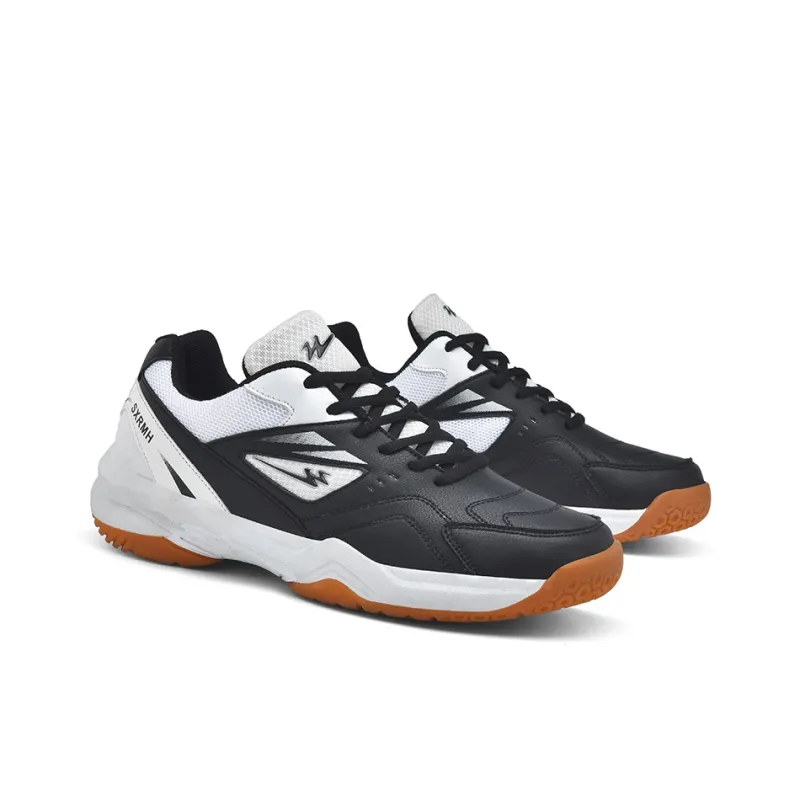 Binary Cushioning Rebound Abrasion Resistant Lightweight Slip Resistant Low Top Badminton Shoes Men's White Black-3