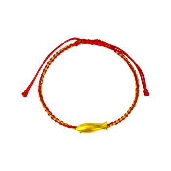 Love Fish Jumping Woven Red Hand Cord 999 Solid Gold Fixed Price Gold Bracelet Women's