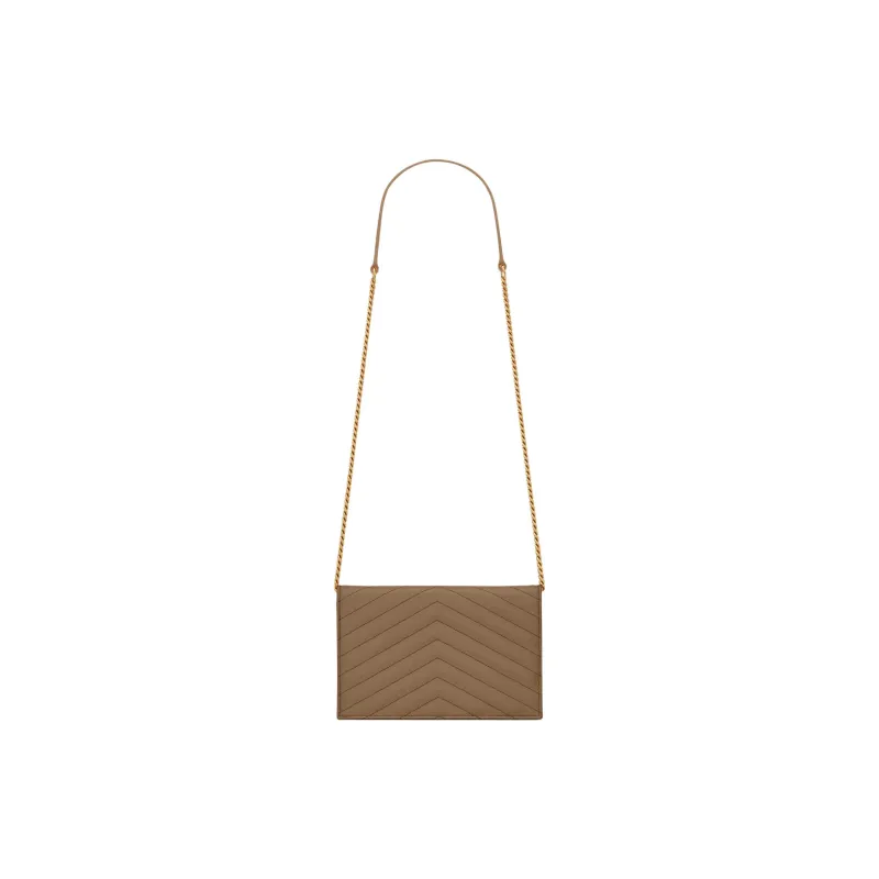 SAINT LAURENT CASSANDRE Calfskin Envelope Bag Wallets Shoulder Bag Crossbody Bag Women's Taupe-2