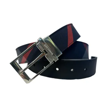 Burberry Cow Leather Belts Men's Dark Blue Width 3.5CM