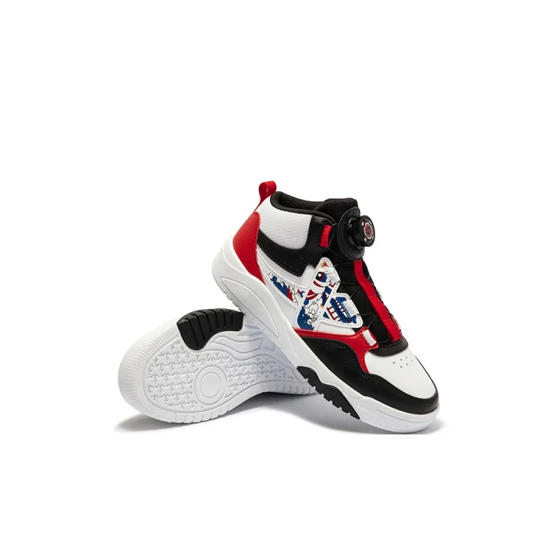 XTEP Non slip Support Mid Top Kids' Skateboarding Shoes Black T Step White Scholar Red Teenagers-4