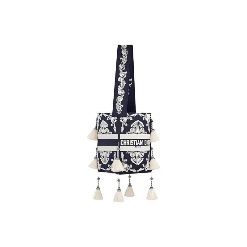 DIOR D-Bubble Collection Embroidery Handbags Shoulder Bags Women's Blue/White-5