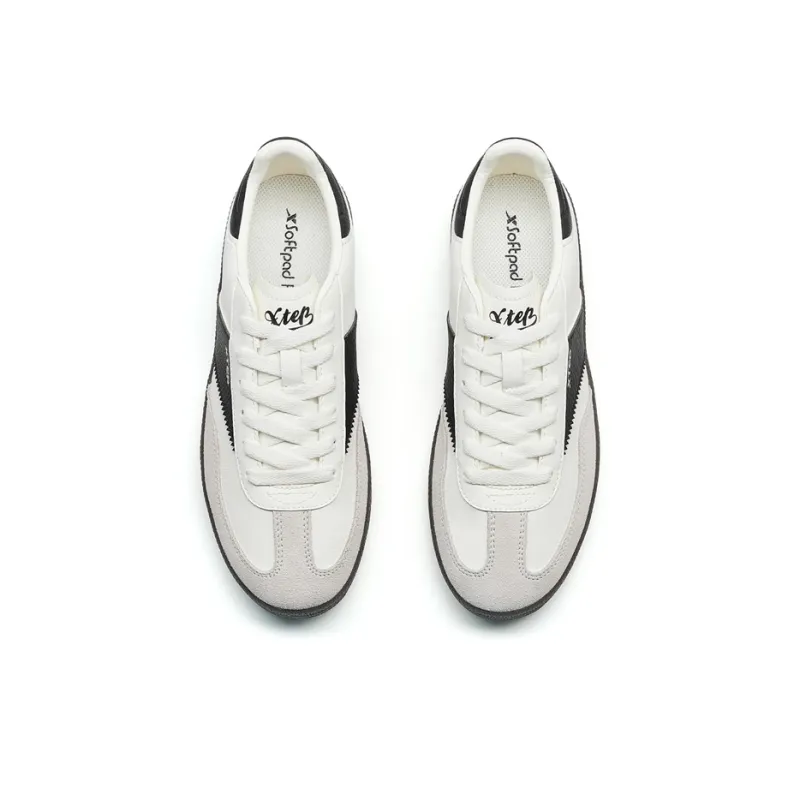 XTEP T Trainers Anti Slip Wear Resistant Low Top Skateboard Shoes Women's White Black Gray-4