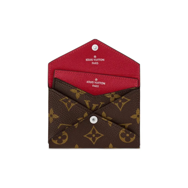 LOUIS VUITTON Kirigami Coated Canvas Coated Canvas Card Holder Women's Dark Red & Brown-3