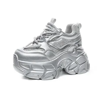 Shoe cabinet floral language Chunky Sneakers Women's Low Top Silver