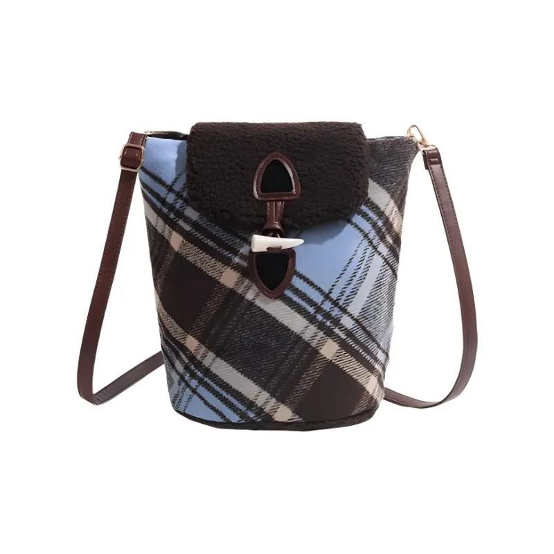 MINLUBAOLUO Cotton Shoulder Bag Women's Blue-1