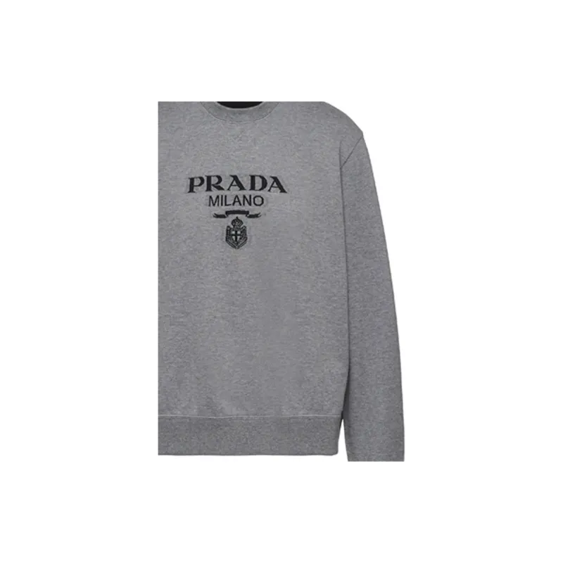 PRADA Cotton Jersey Logo Crewneck Sweatshirt-4