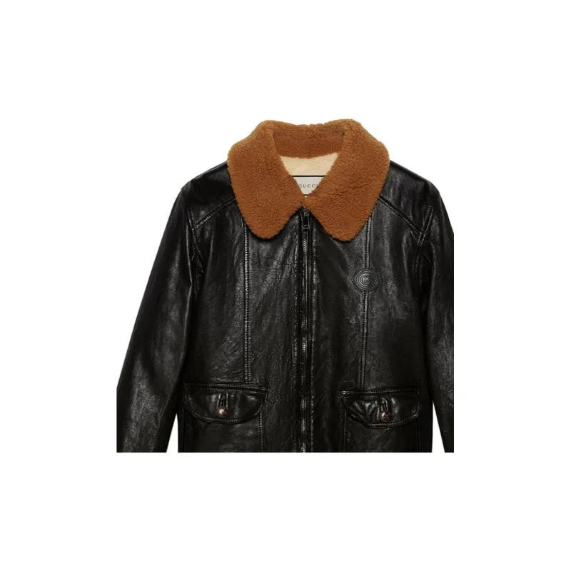 GUCCI Leather Jackets Women's Black-4