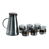 Walnut Wood Lid Gray Minimalist Style Teapot+Snap Buckle Smoke Gray X6