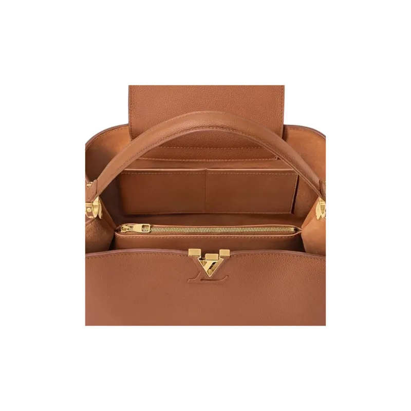LOUIS VUITTON Capucines Leather Kapusin Crossbody Tote Bag Over One Shoulder Tubas Women's Brown-2