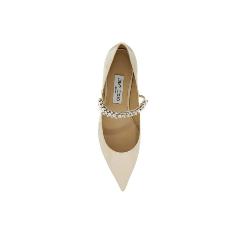 Jimmy Choo Bing Chunky Heel Casual Single Shoes Women's Ecru-3