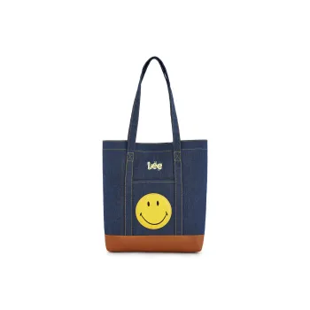 Lee Smiley® Collaboration Fabric Patchwork PU Shoulder Bag Regular Women's Dark Blue