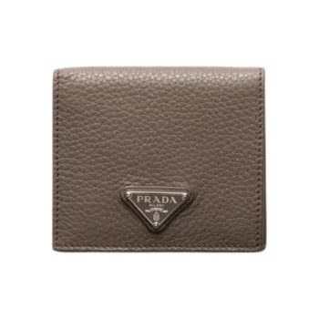 PRADA Leather Wallet Men's Bamboo Gray