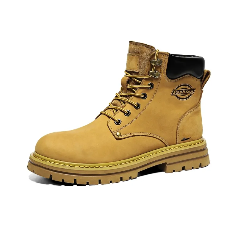 Kuding Martin Boots Unisex Black/Gold/Khaki-10