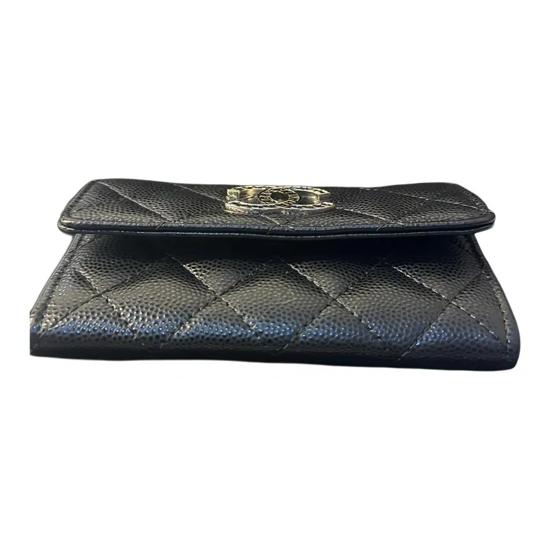 CHANEL Leather Coin Purse, Card Holder Women's Black-1