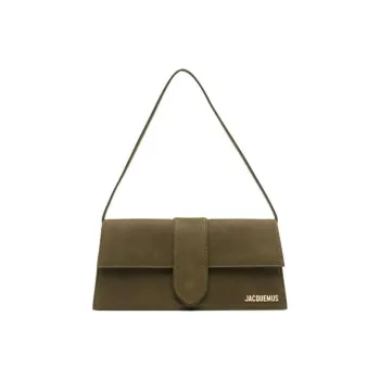 Jacquemus Sheepskin One Shoulder Handbags Women's Dark Khaki